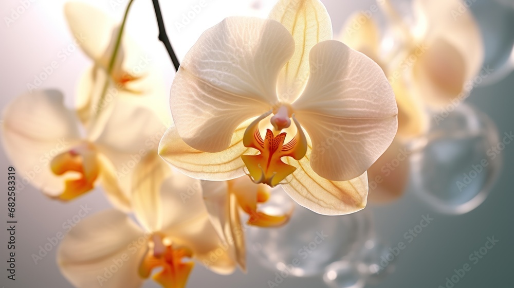 Close up a white orchid suspended in the air light .UHD wallpaper Close up a white orchid suspended in the air light .UHD wallpaper