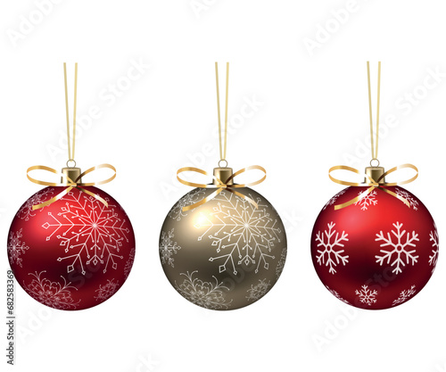 set of vector New Year glass balls isolated on white background 