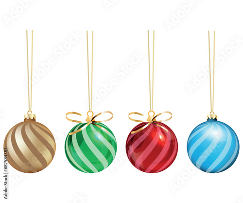 set of vector New Year glass balls isolated on white background 