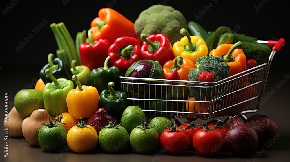 Close up of a shopping trolley in a super market.UHD wallpaper Close up of a shopping trolley in a super market.UHD wallpaper