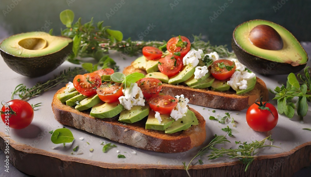 bruschetta with tomato and avocado bruschetta with tomato and avocado