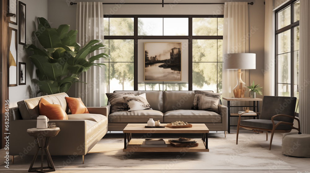 Warm Eclecticism: Well-Lit Living with Wooden Accents and Greenery Warm Eclecticism: Well-Lit Living with Wooden Accents and Greenery