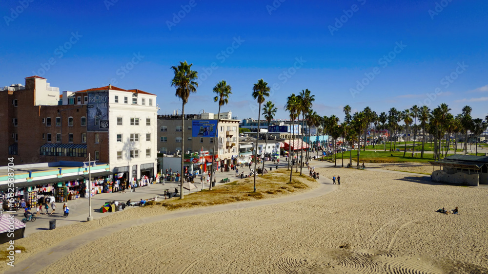 Venice Beach California from above on a sunny day - Los Angeles Drone footage - aerial photography