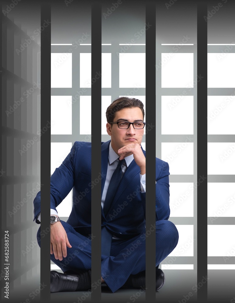 Businessman in the cage isolated on white Businessman in the cage isolated on white