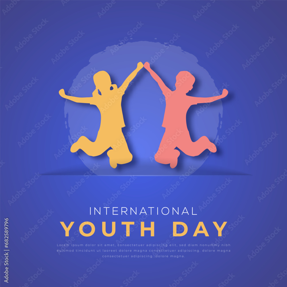 International Youth Day Paper cut style Vector Design Illustration for Background, Poster, Banner, Advertising, Greeting Card