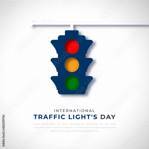 International Traffic Light's Day Paper cut style Vector Design Illustration for Background, Poster, Banner, Advertising, Greeting Card