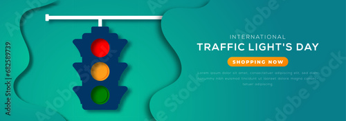 International Traffic Light's Day Paper cut style Vector Design Illustration for Background, Poster, Banner, Advertising, Greeting Card