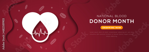 National Blood Donor Month Paper cut style Vector Design Illustration for Background, Poster, Banner, Advertising, Greeting Card