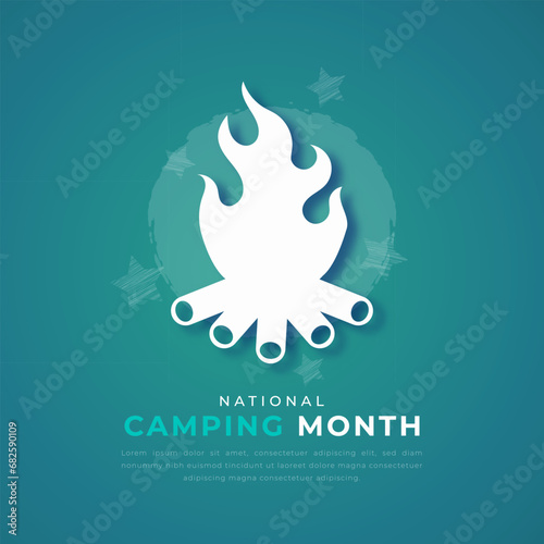 National Camping Month Paper cut style Vector Design Illustration for Background, Poster, Banner, Advertising, Greeting Card