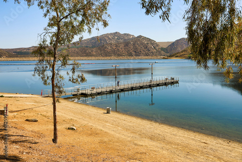 The fishing pier at Lake Poway in California.