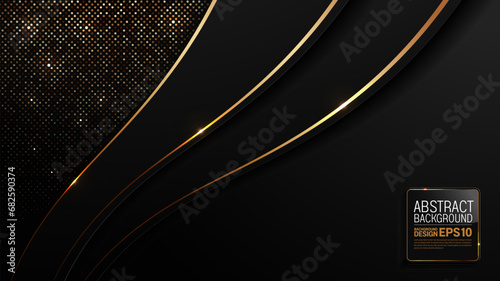 Elegant Curve Black and Gold Background, Dynamic Shimmering Light in Metallic Luxury Abstract Image for Website Templates and Flyers Sophisticated Branding photo