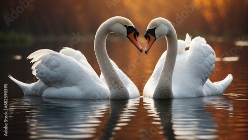 two swans on the lake