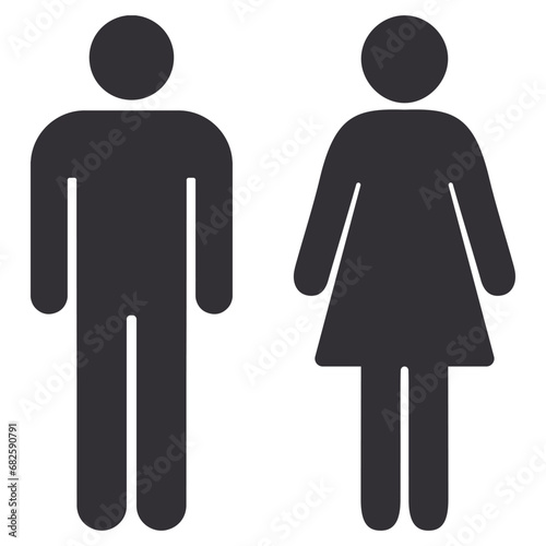 Vector man and woman restroom sign isolated on white background.