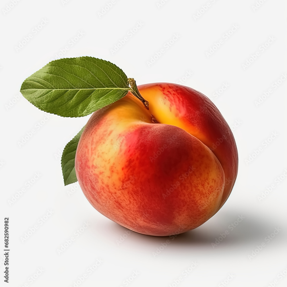 peach with leaves peach with leaves
