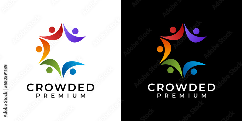 Initial Letter C Community Logo design. Colorful abstract teamwork logo design. Logo vector template of Letter C, U, peoples, kids, unity, community, business, discuss, socials, teamwork.