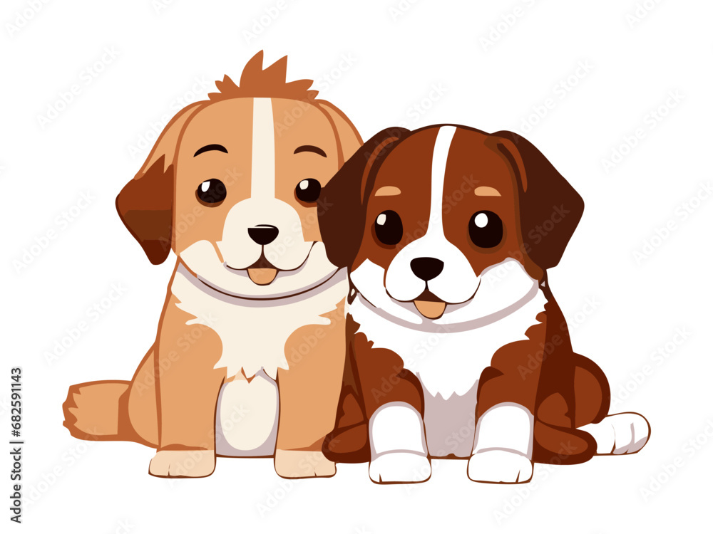 Two cute puppies. Vector illustration Two cute puppies. Vector illustration