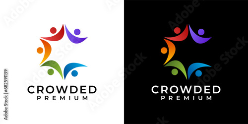 Initial Letter C Community Logo design. Colorful abstract teamwork logo design. Logo vector template of Letter C, U, peoples, kids, unity, community, business, discuss, socials, teamwork.
