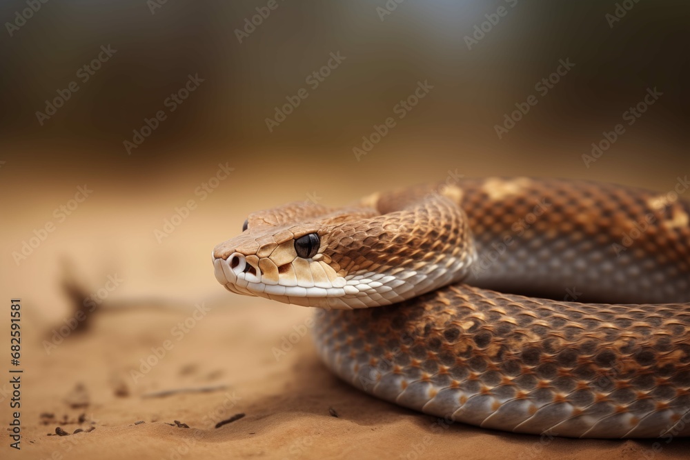 Fototapeta premium Rattlesnake, with beautiful evening light. Wildlife scene from nature. Animal in the habitat.