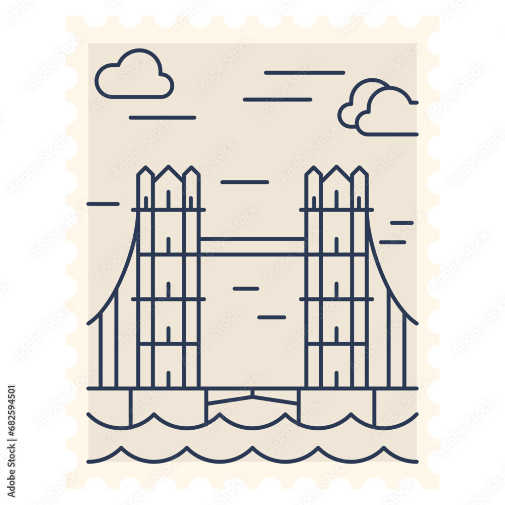 Tower Bridge Stamp Illustration