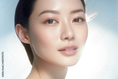 Portrait of beauty asian woman with perfect healthy glow skin facial