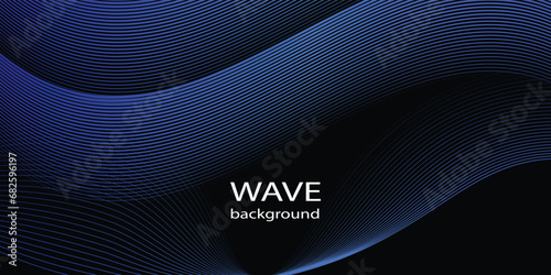 Dark abstract background with glowing wave. Shiny moving lines design element. Modern purple blue gradient flowing wave lines. Futuristic technology concept. Vector abstract background blue 