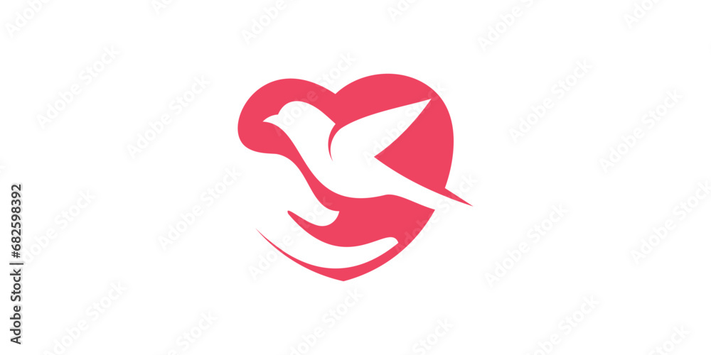 Negative space logo with a combination icon of hand and bird love combination. Negative space logo with a combination icon of hand and bird love combination.