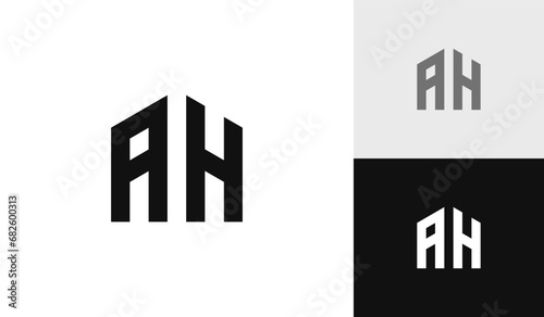 Letter AH with house shape logo design photo