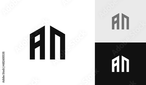 Letter AN with house shape logo design