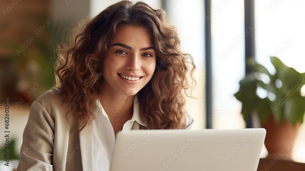 Portrait of an attractive woman with laptop Portrait of an attractive woman with laptop