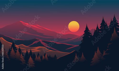 sunset in mountains