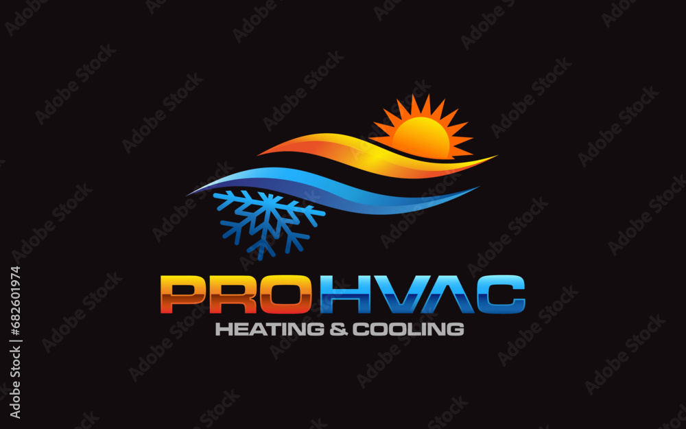 Obraz premium Illustration graphic vector of plumbing, heating, and cooling service company logo design template.