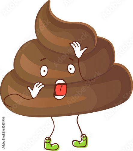 Poop ironic character capturing essence of a surprised or shocked.
