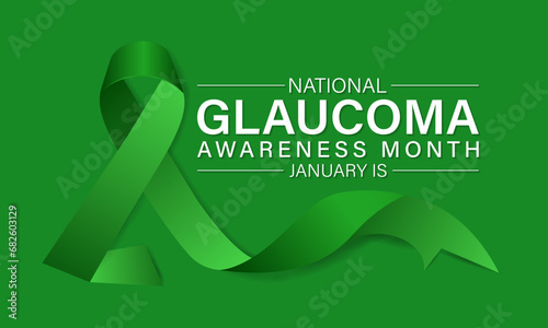 Glaucoma Awareness Month in January .Green ribbon.  Its know save your eyes. Banner, poster, card, background design. Vector design .