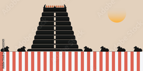 shiva temple gopuram concept vector background.