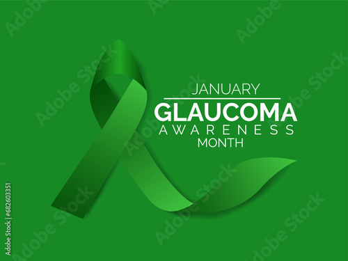 Glaucoma Awareness Month in January .Green ribbon.  Its know save your eyes. Banner, poster, card, background design. Vector design .