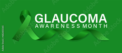 Glaucoma Awareness Month in January .Green ribbon.  Its know save your eyes. Banner, poster, card, background design. Vector design .