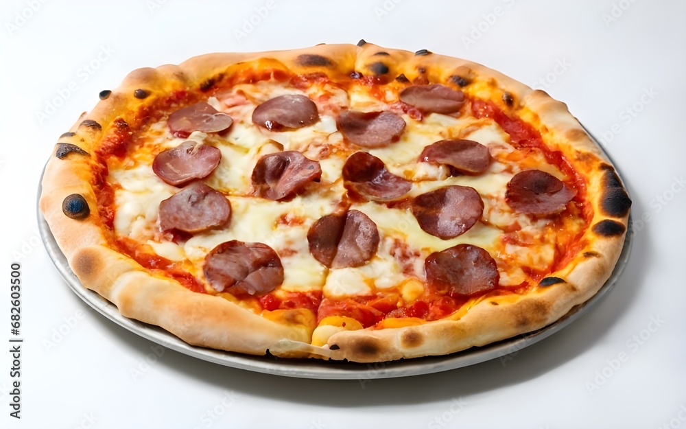 Pepperoni pizza on white background
