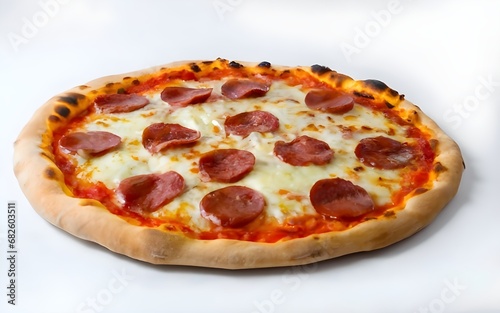Pepperoni pizza on white background 