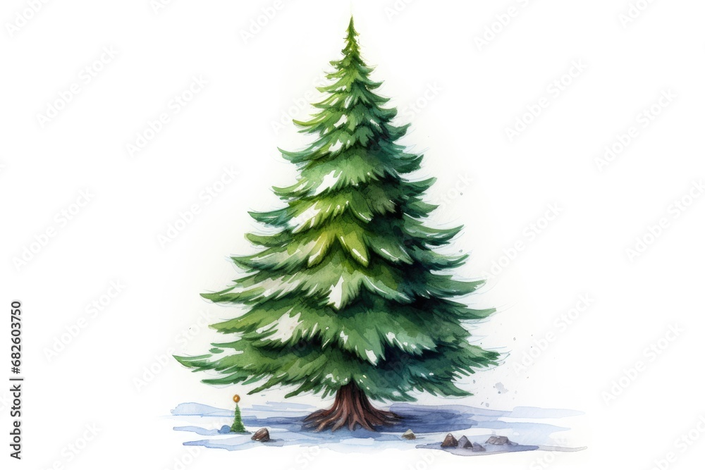Christmas Tree, white background , drawing 