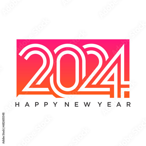 Happy new year 2024 design. With colorful truncated number illustrations. Premium vector design for poster, banner, greeting and new year 2024 celebration.