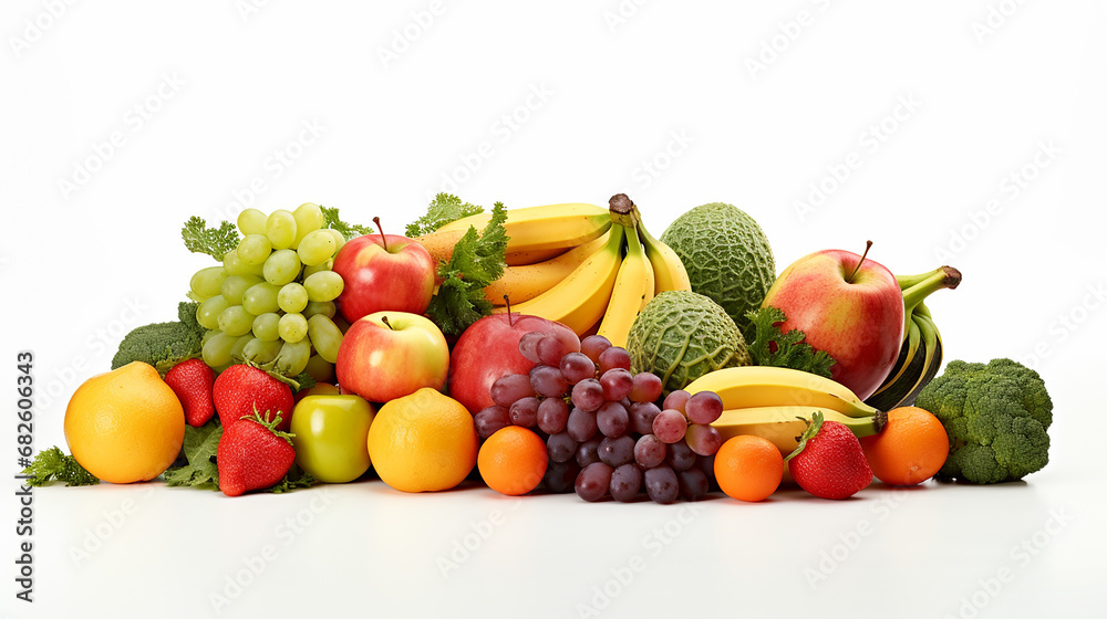 fresh vegetables and fruits isolated on white background fresh vegetables and fruits isolated on white background