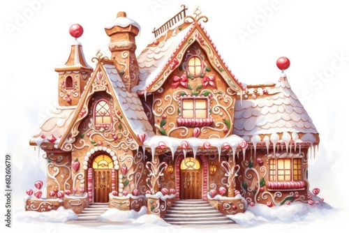 Gingerbread House, white background , drawing © OhmArt