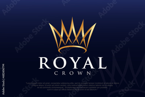 Crown Logo design Vector Template. Royal, luxury symbol.