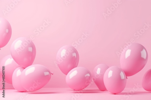 Balloons on pastel pink background. 3d rendering, Generative AI © Richa