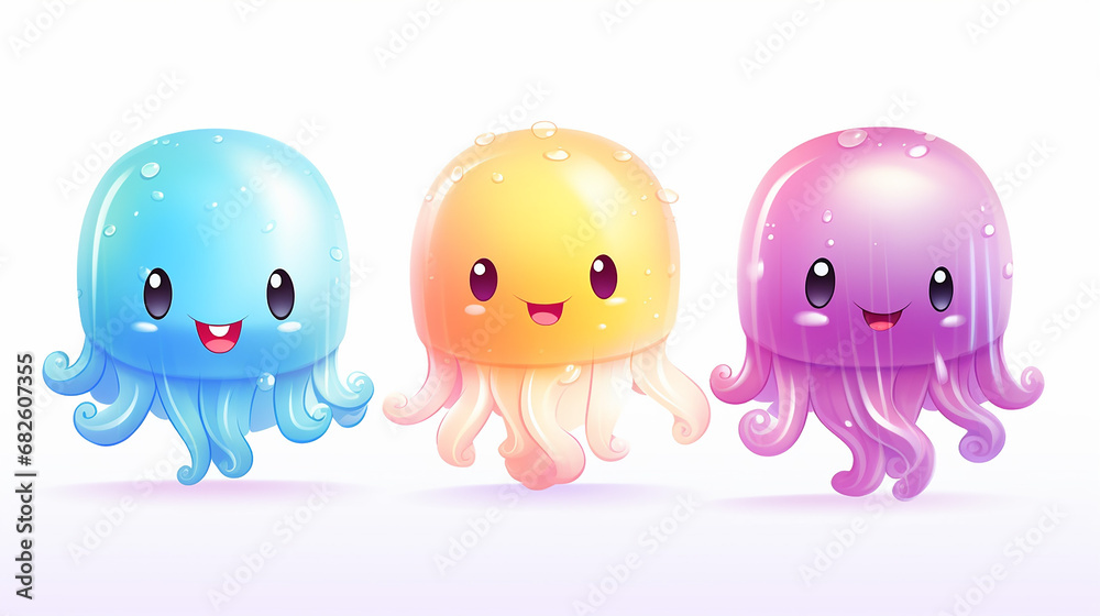 giggling jelly creatures in cute funny with cartoon giggling jelly creatures in cute funny with cartoon