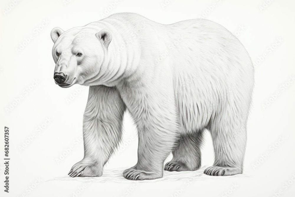 Polar Bear, white background , drawing Polar Bear, white background , drawing