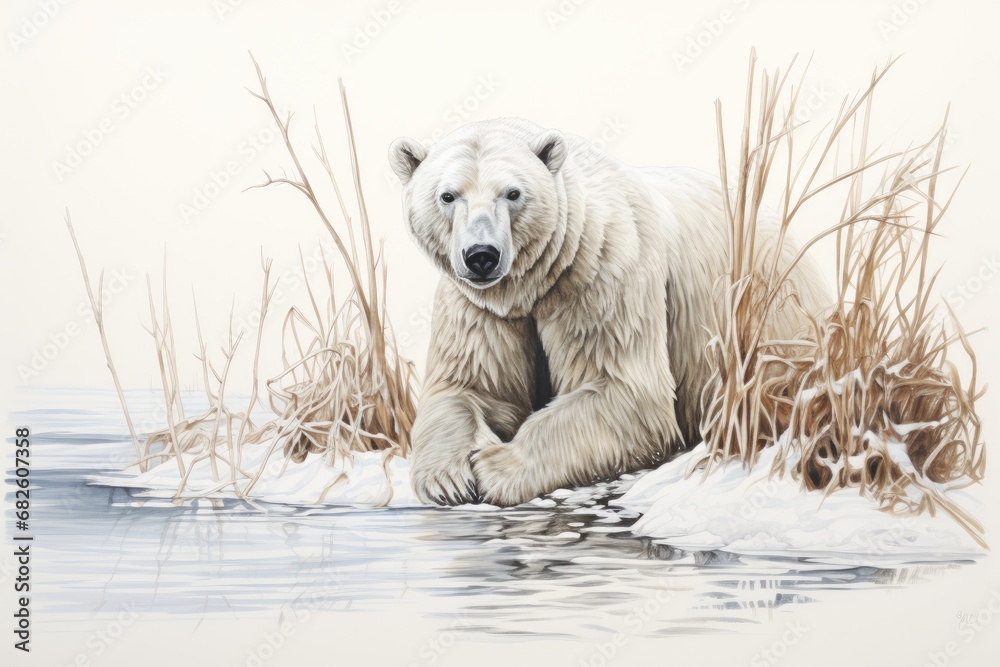 Polar Bear, white background , drawing Polar Bear, white background , drawing