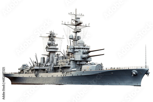 Battleship, transparent background, isolated image, generative AI photo