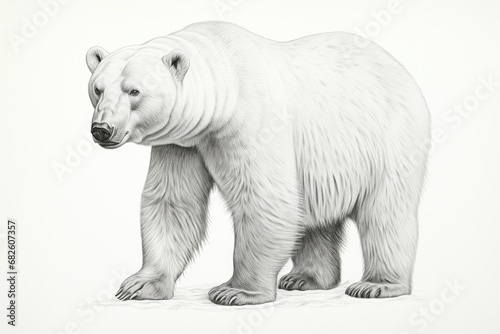 Polar Bear  white background   drawing