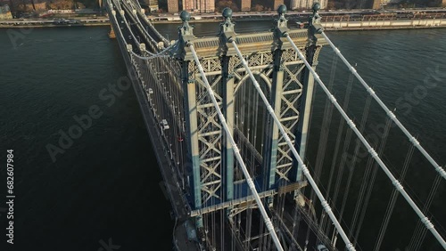 Establishing shot of The Manhattan Bridge at sunrise.  photo